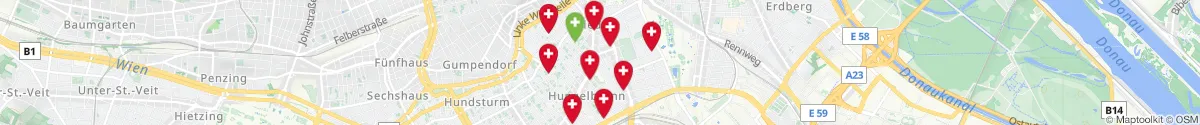 Kartenansicht für Apotheken-Notdienste in der Nähe von 1040 - Wieden (Wien)